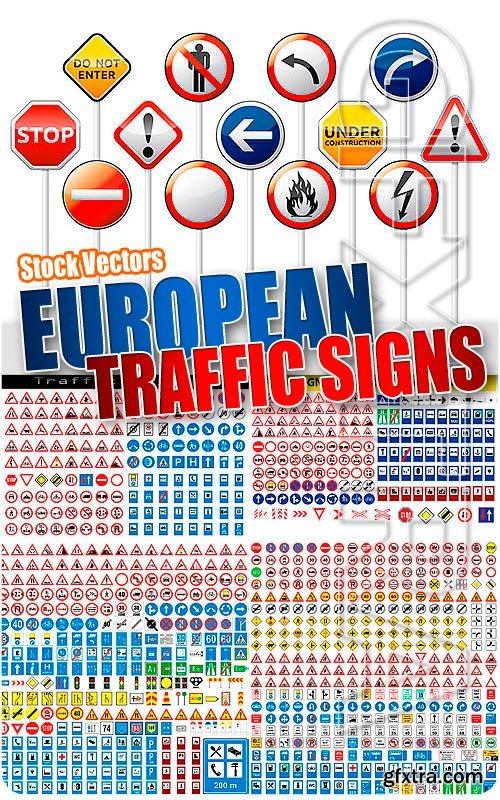European traffic signs - Stock Vectors