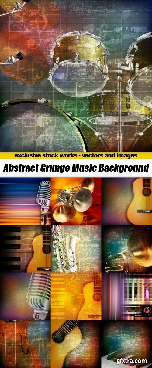 Abstract Grunge Music Background - 25xEPS
