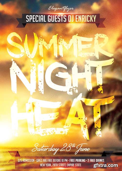 Summer Night Heat Flyer PSD Template + Facebook Cover