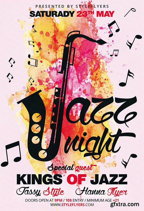 Jazz Night PSD Flyer Template + Facebook Cover