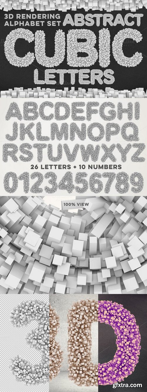 CM - 3D Cubic White Letters Pack 648841