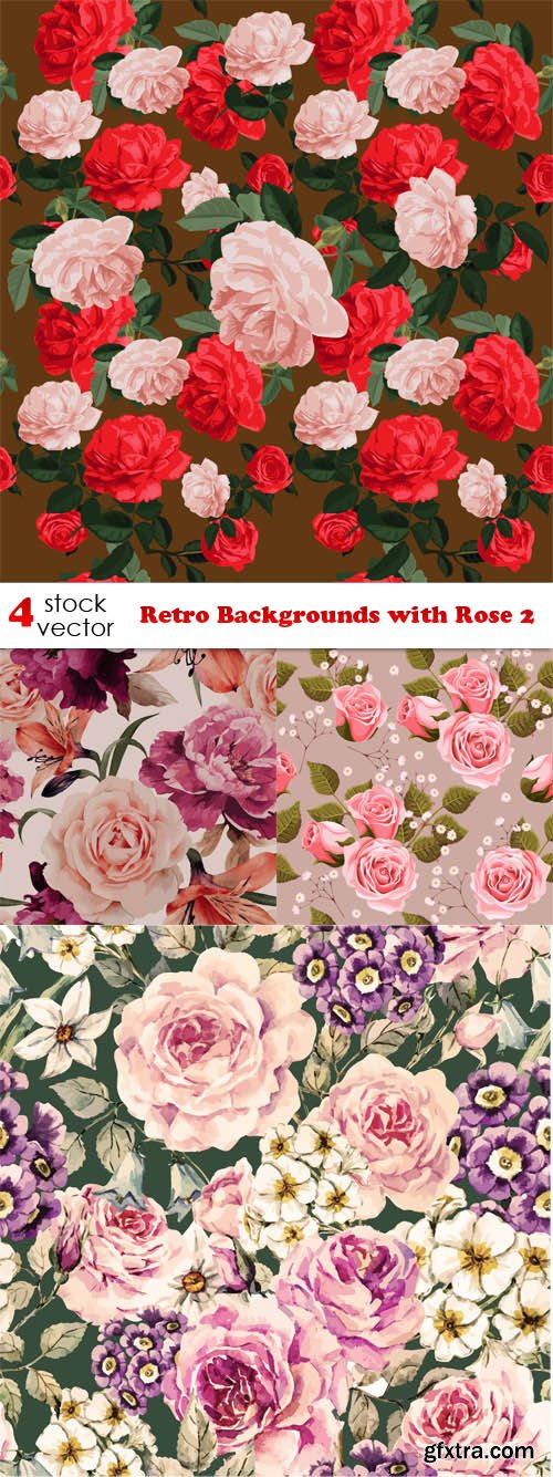 Vectors - Retro Backgrounds with Rose 2