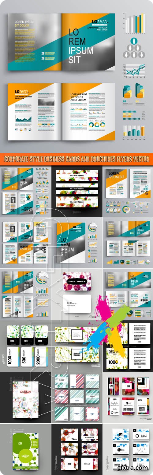 Corporate style business cards and brochures flyers vector