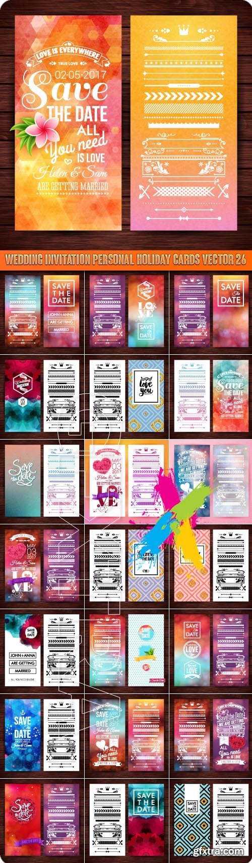 Wedding invitation personal holiday cards vector 26