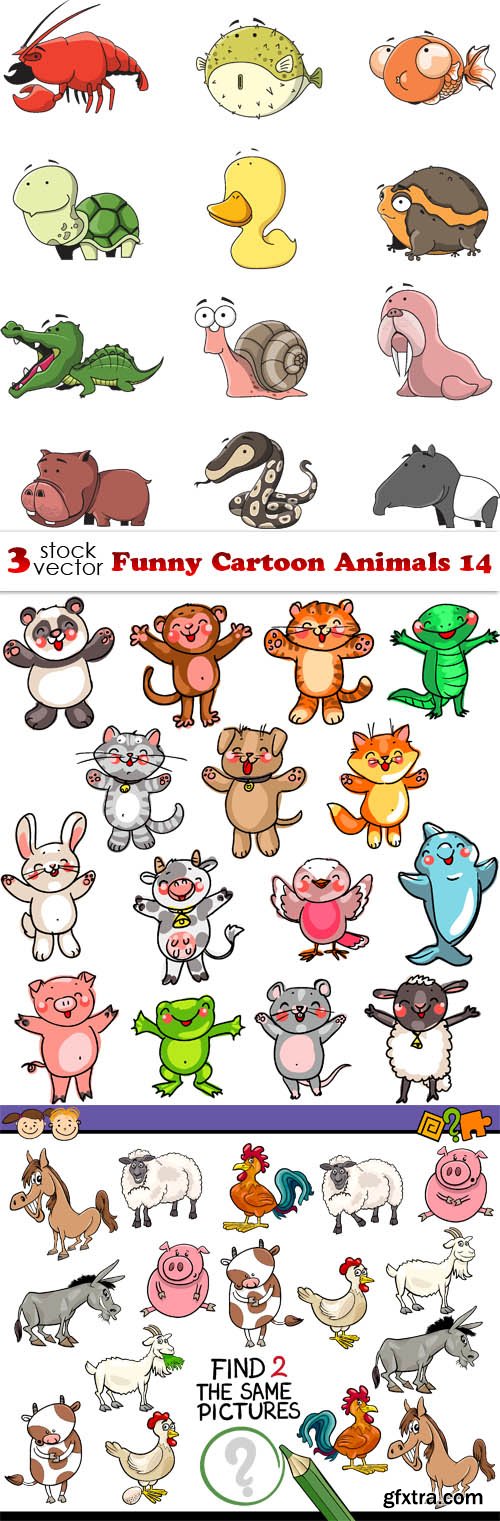 Vectors - Funny Cartoon Animals 14