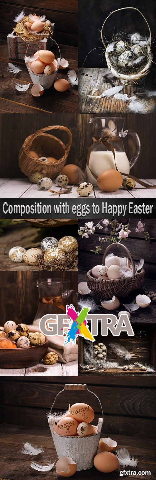 Composition with eggs to Happy Easter