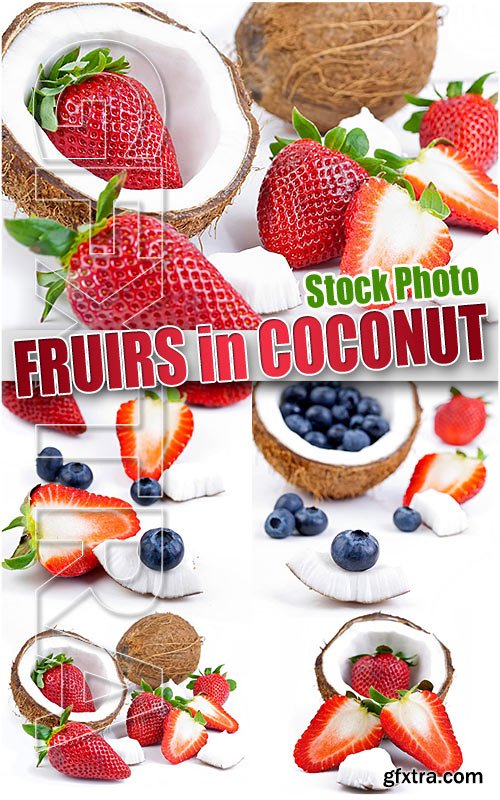 Fruits in coconut - UHQ Stock Photo