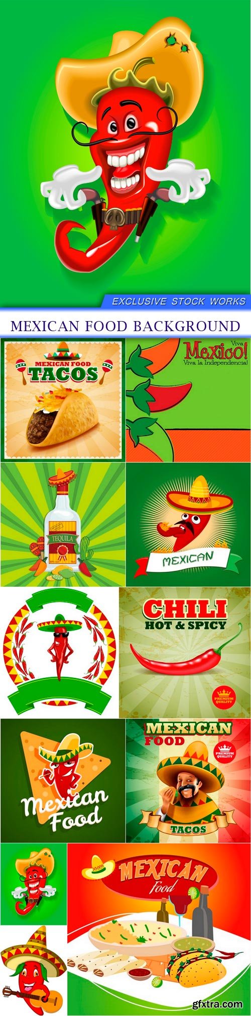 Mexican Food Backgrounds 11xEPS