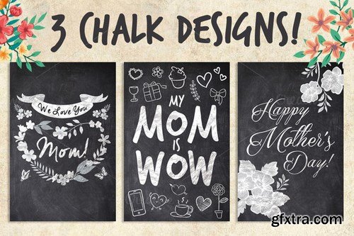 CM - 3 Chalk Mother\'s Day Cards 247359