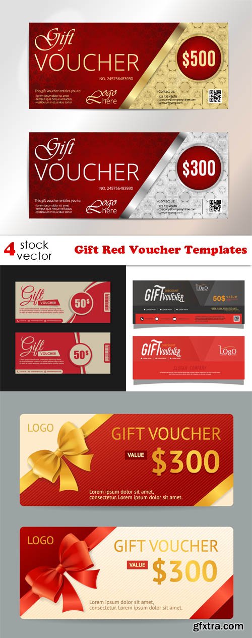 Vectors - Gift Red Voucher Templates