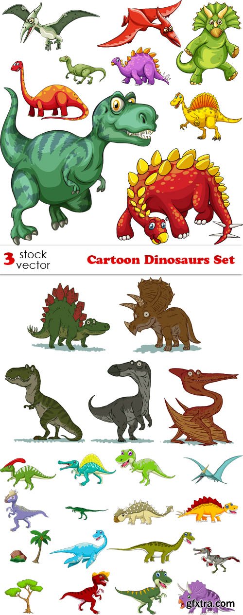 Vectors - Cartoon Dinosaurs Set