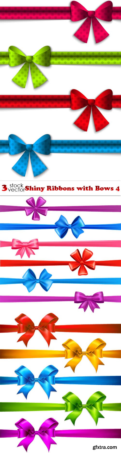 Vectors - Shiny Ribbons with Bows 4