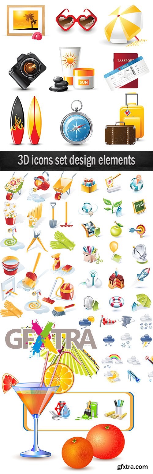 3D icons set design elements