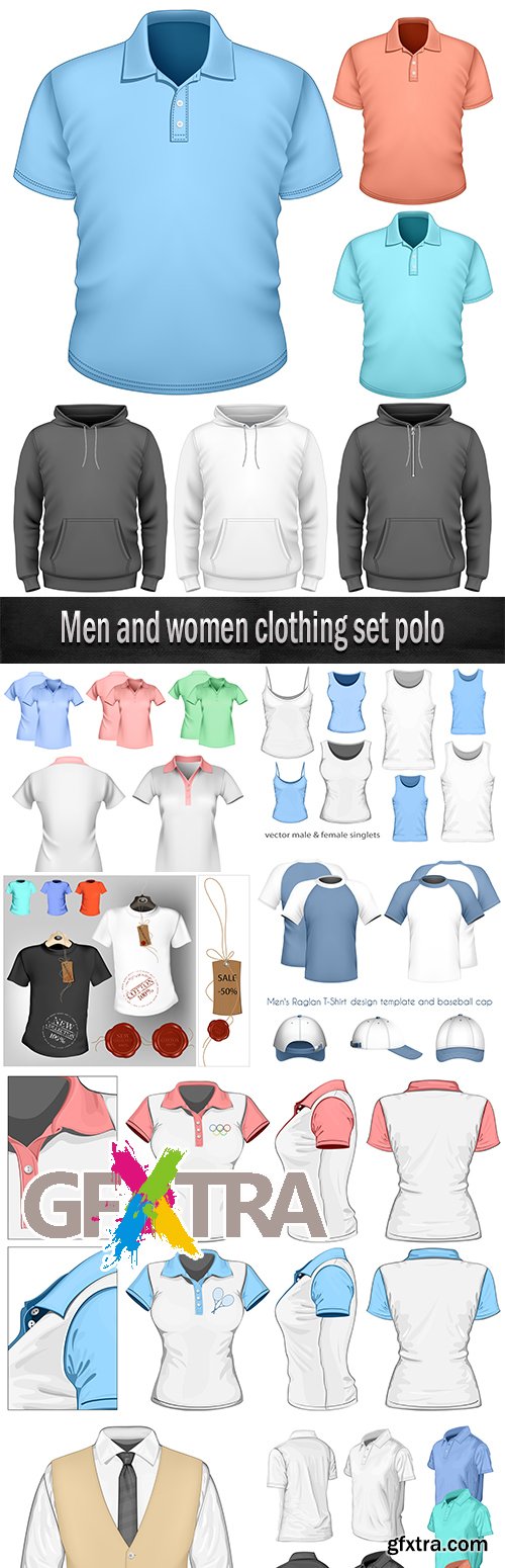 Men and women clothing set polo