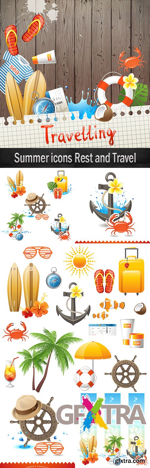 Summer icons Rest and Travel