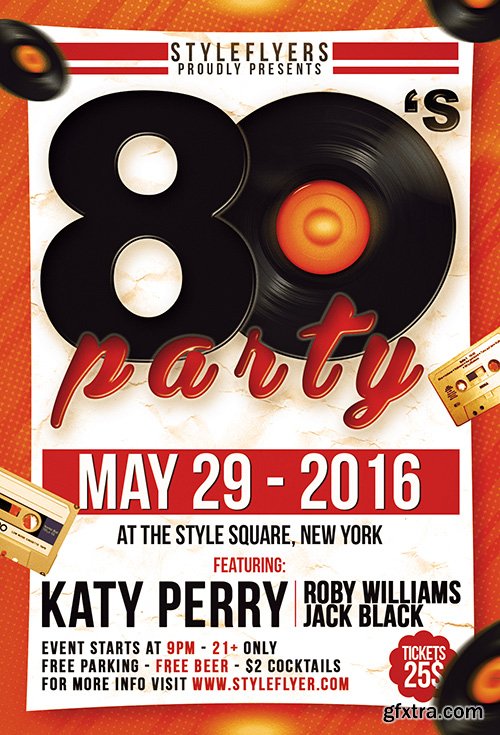 80’s Party PSD Flyer Template + Facebook Cover