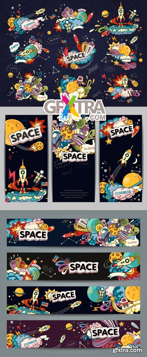 Space Banners & Elements Vector