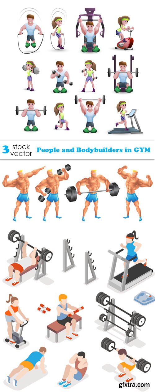Vectors - People and Bodybuilders in GYM