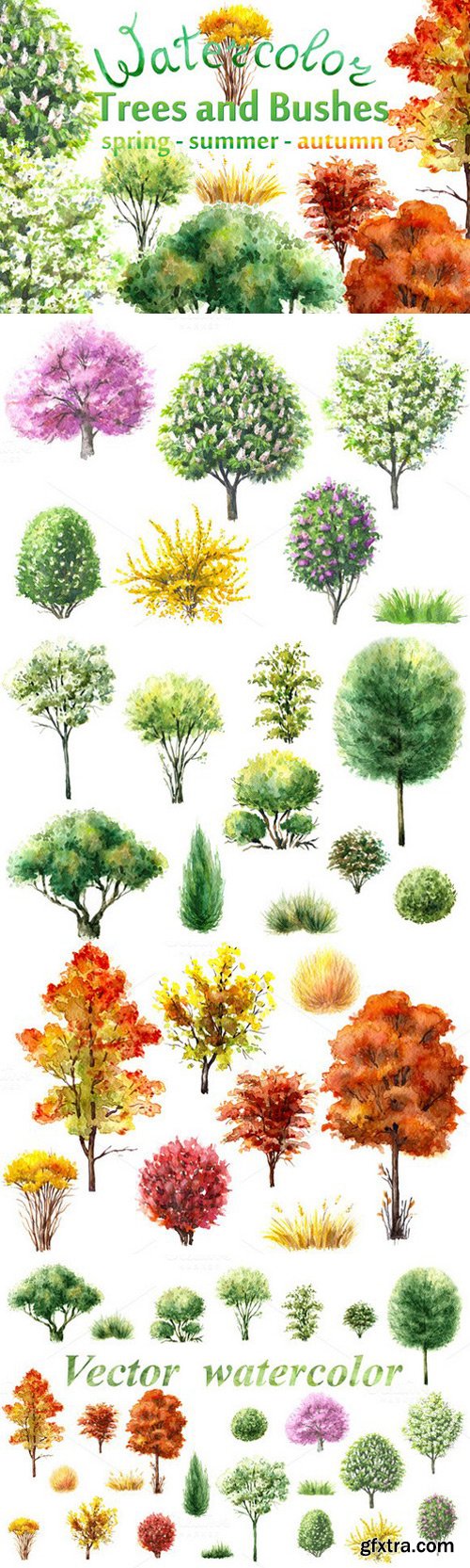 CM - Watercolor Trees and Bushes 657025