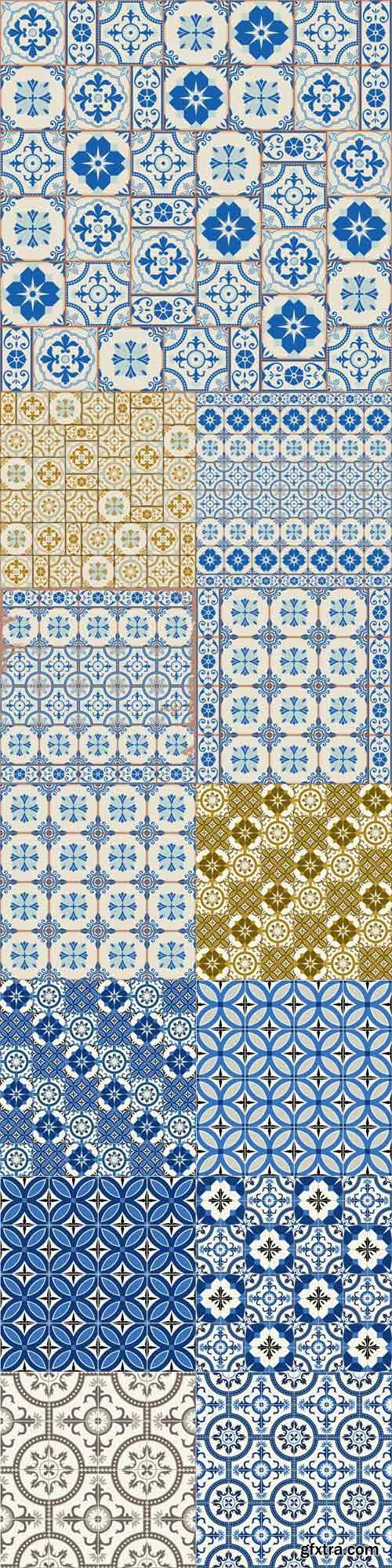 Gorgeous seamless pattern white Turkish Moroccan Portuguese tiles Azulejo Arabic ornament