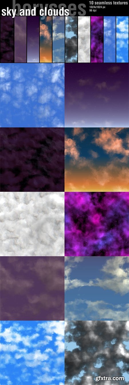 Sky and Clouds - 10 Seamless Textures