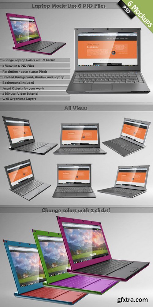 CM - Laptop Mockups 6 PSD Templates 303504
