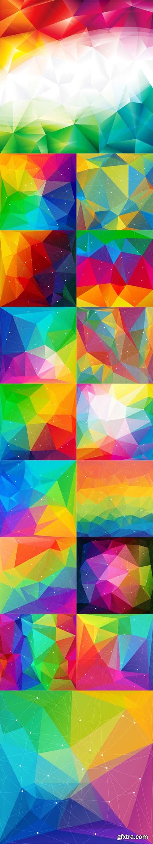 Vector Set - 16 Abstract Colored Polygonal Backgrounds
