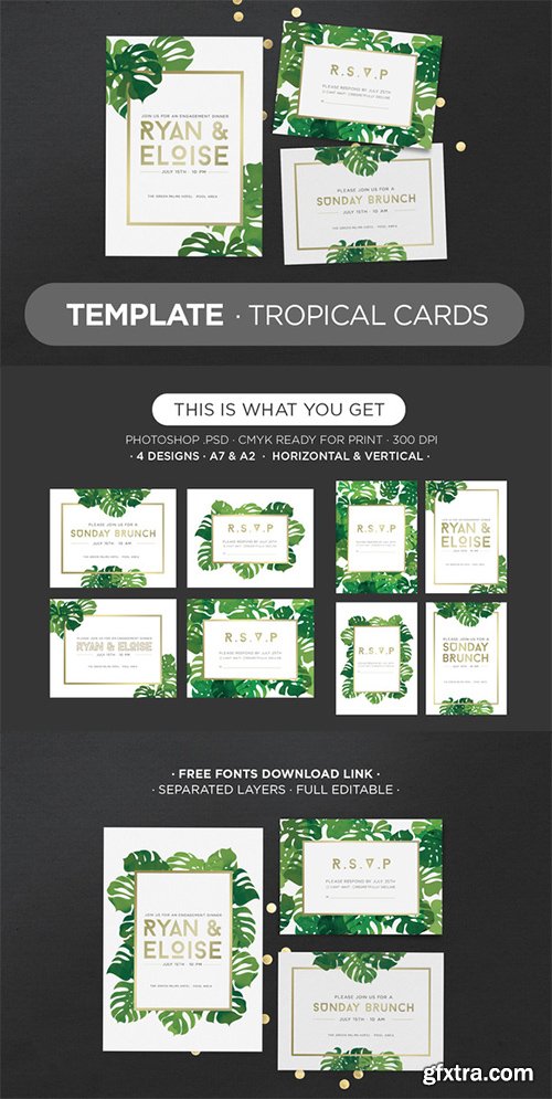 Template Tropical Cards - CM 309553