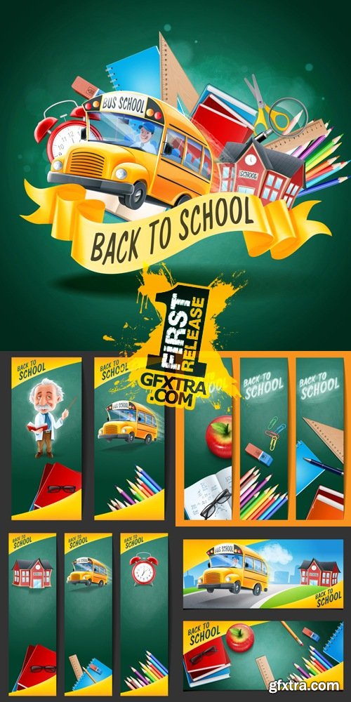 Back to School Backgrounds & Banners Vector