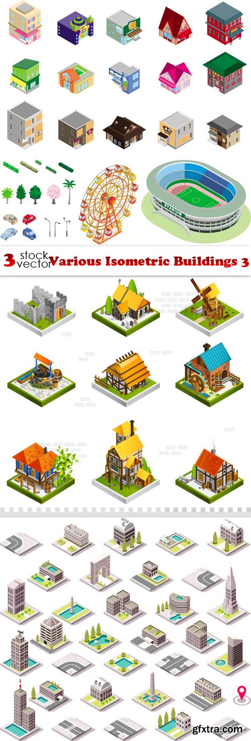 Vectors - Various Isometric Buildings 3