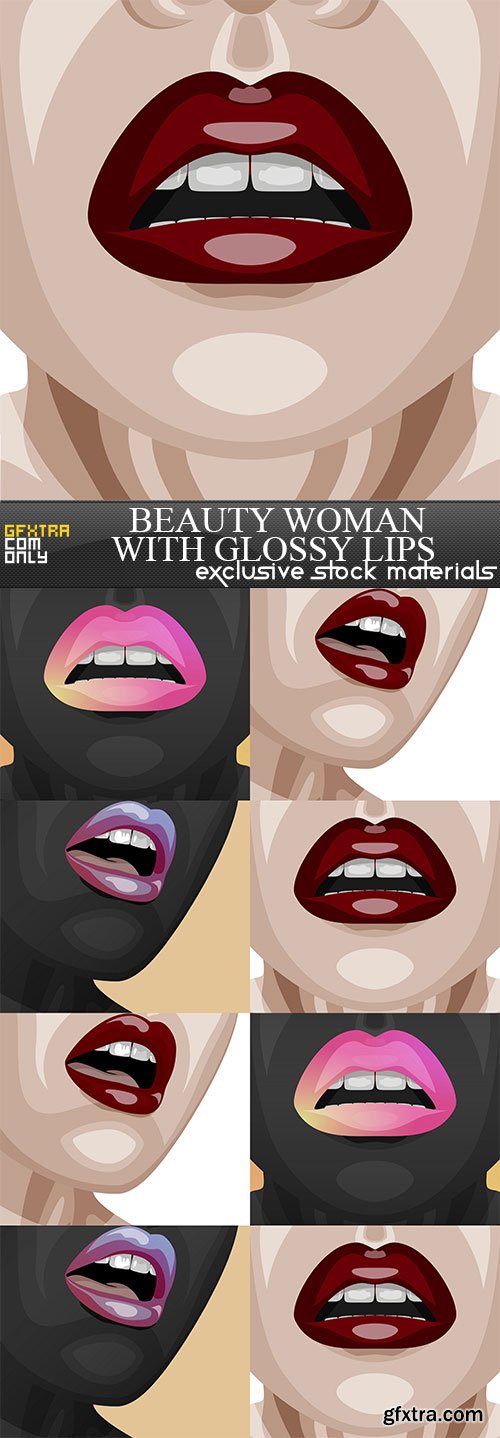 Beauty Woman with glossy Lips, 8 x UHQ JPEG