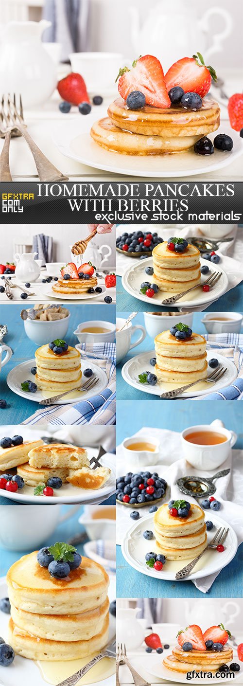 Homemade pancakes with berries, 8 x UHQ JPEG