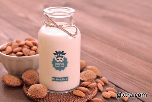 CM - Milk Bottle Logo Mock-up 3 666746