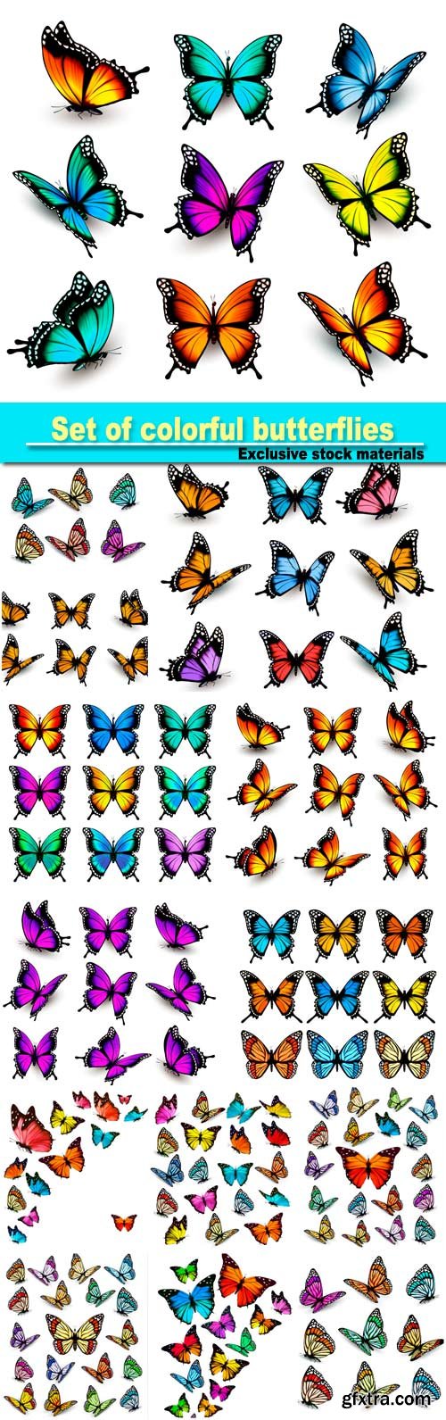 Set of colorful butterflies vector