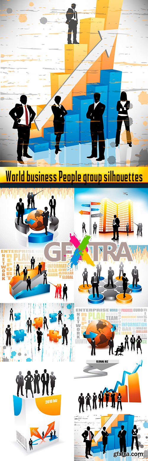 World business People group silhouettes