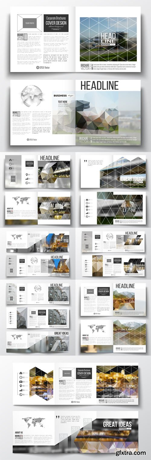 Vector Set of Tri-fold Brochures Square Design Templates