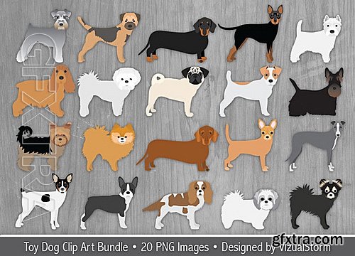 CM - Toy Dog Clip Art Illustration Bundle 662074