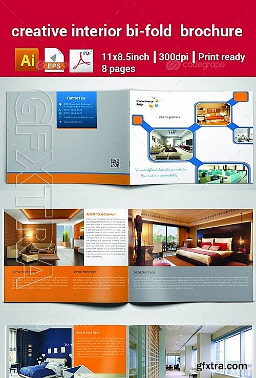 Creative Interior Bi Fold Brochure 6313