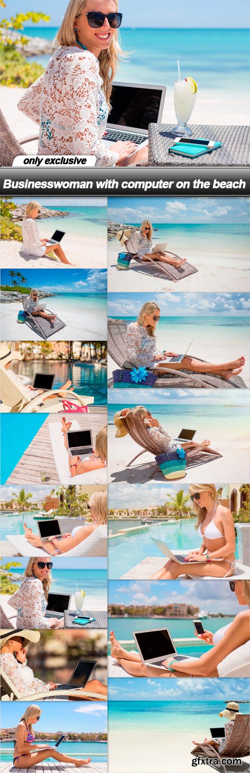 Businesswoman with computer on the beach - 14 UHQ JPEG