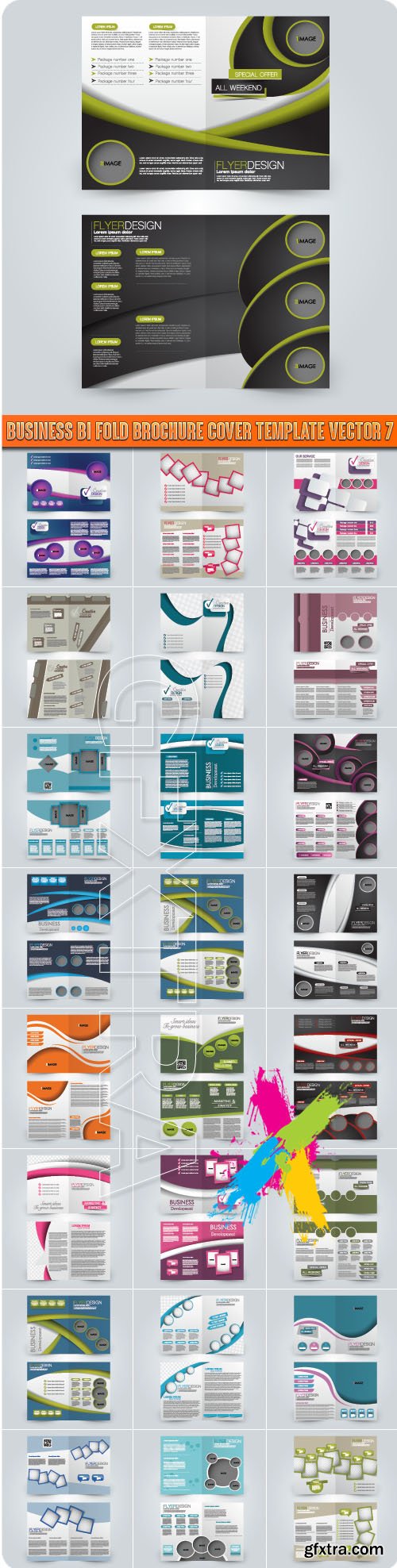 Business bi fold brochure cover template vector 7
