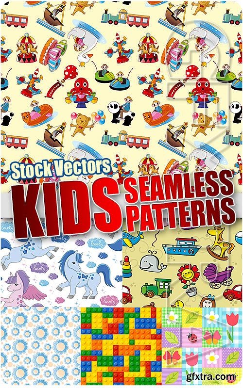 Kids seamless patterns 2 - Stock Vectors