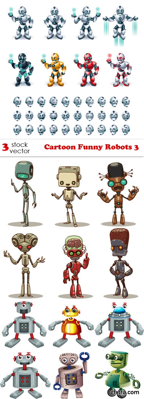 Vectors - Cartoon Funny Robots 3