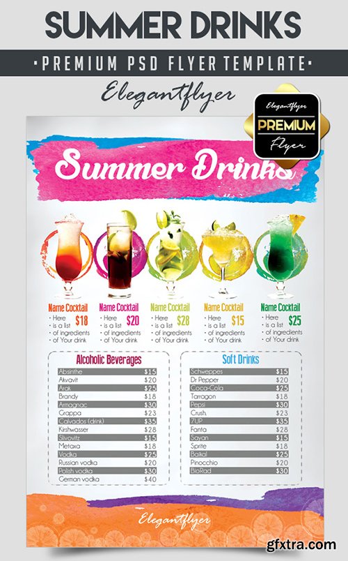 Summer Drinks – Flyer PSD Template + Facebook Cover