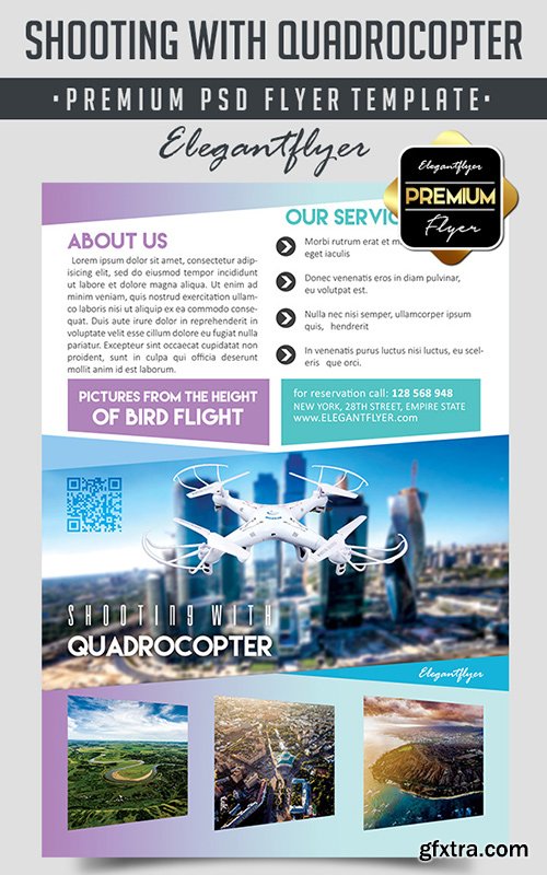 Shooting with Quadrocopter – Flyer PSD Template + Facebook Cover