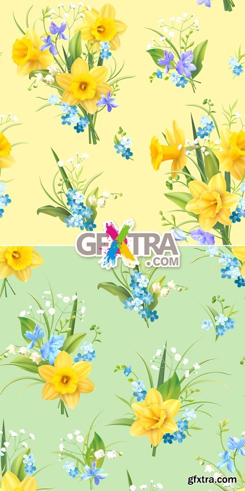 Patterns with Spring Flowers Vector
