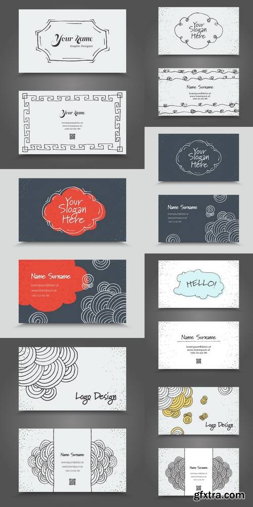Visit Card with Hand Drawn Abstract Elements