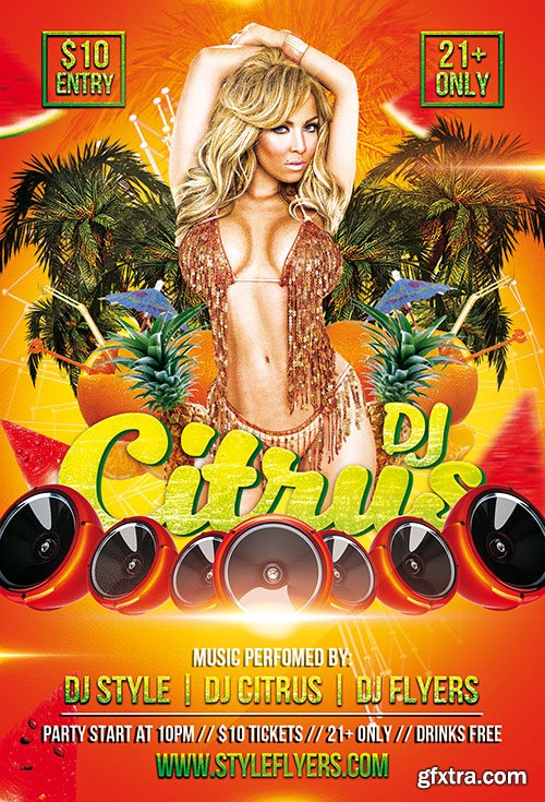 DJ Citrus PSD Flyer Template + Facebook Cover