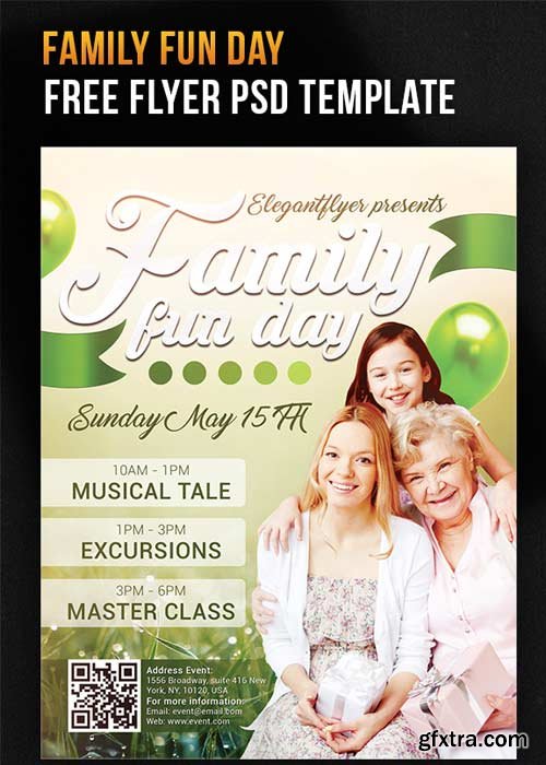 Family Fun Day V1 Flyer PSD Template + Facebook Cover