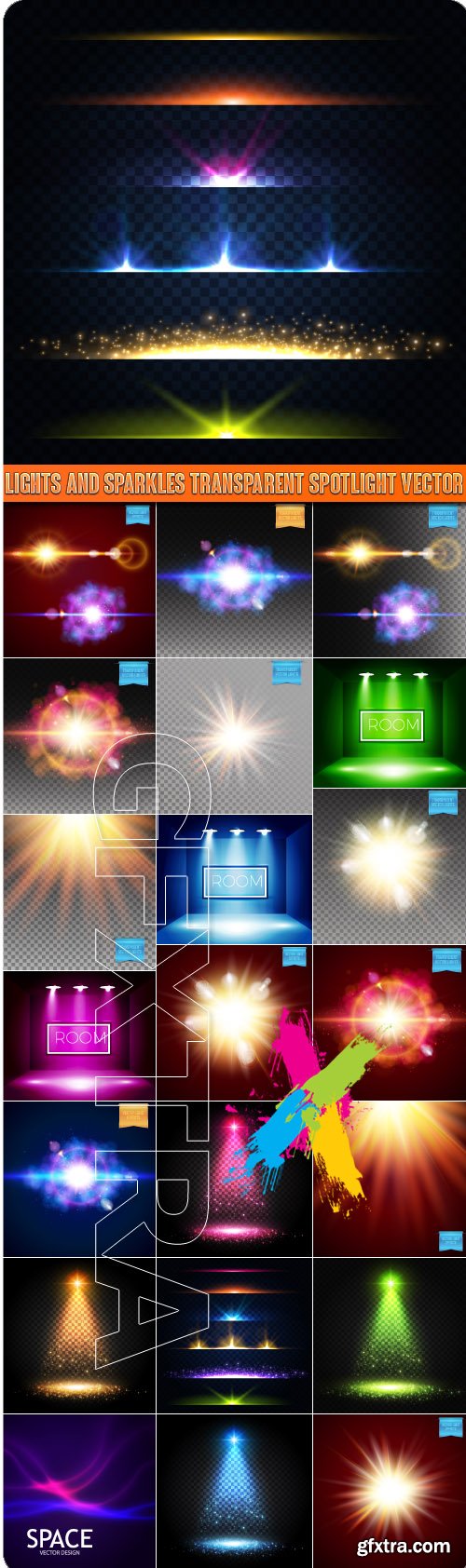 Lights and Sparkles Transparent Spotlight vector