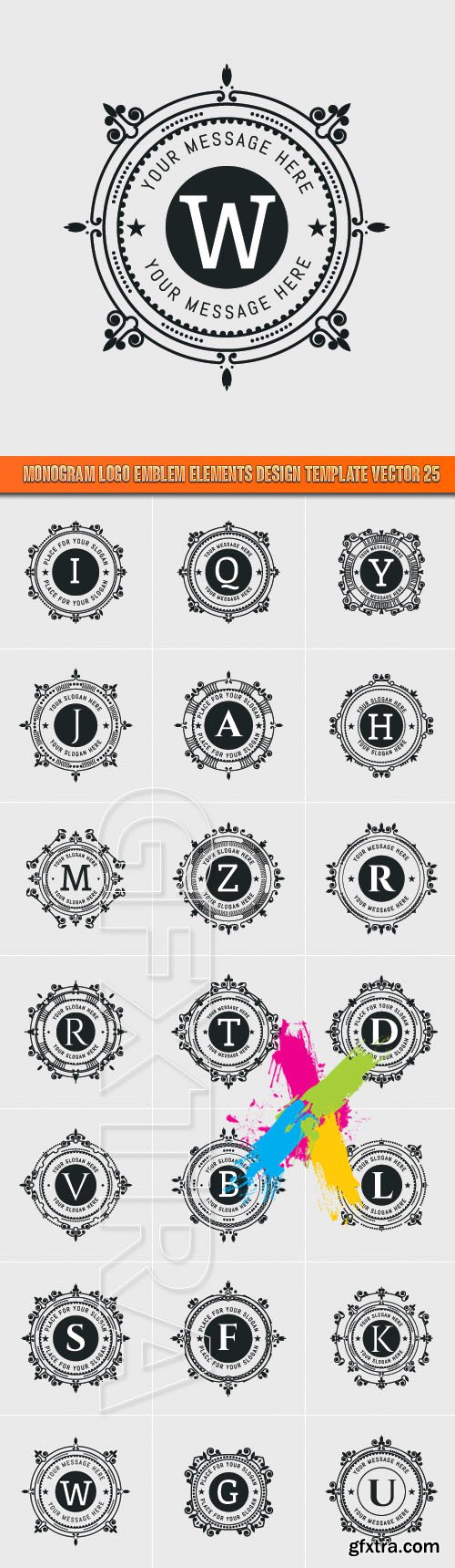 Monogram logo emblem elements design template vector 25